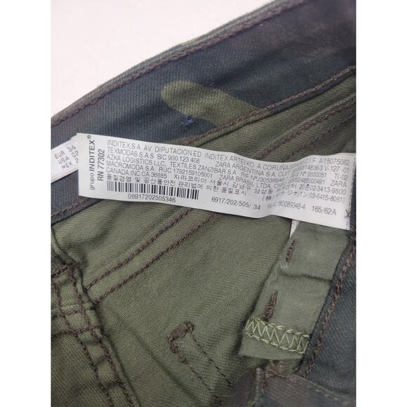 Zara Womens Jeans Multicolor Size 2 Mid Rise Moto Denim Camo Cotton Blend - Picture 15 of 16